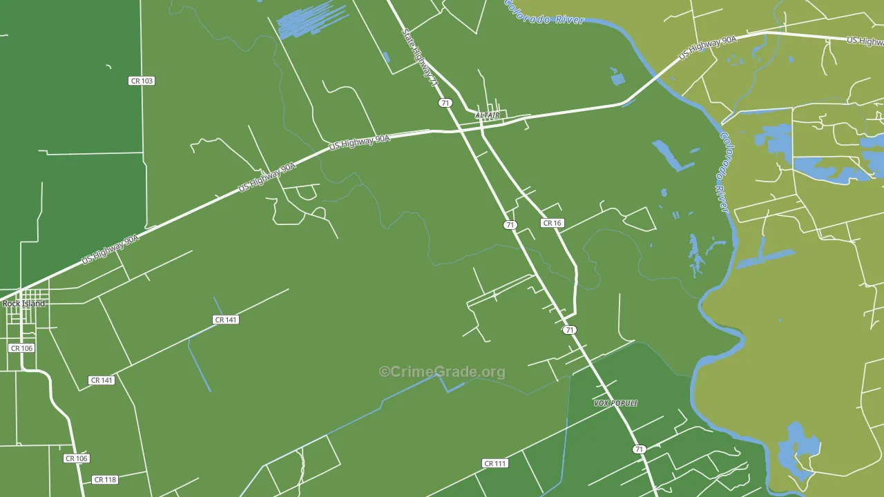 Altair, TX Map of Vehicle Theft Rates