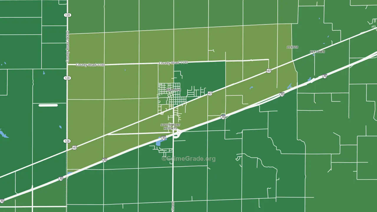 Altamont, IL Map of Vehicle Theft Rates