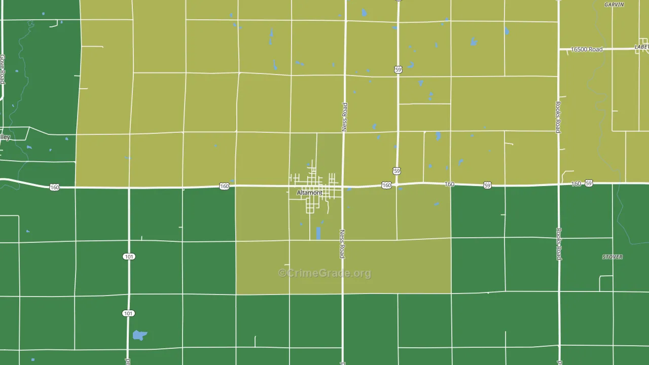 Altamont, KS Map of Vehicle Theft Rates