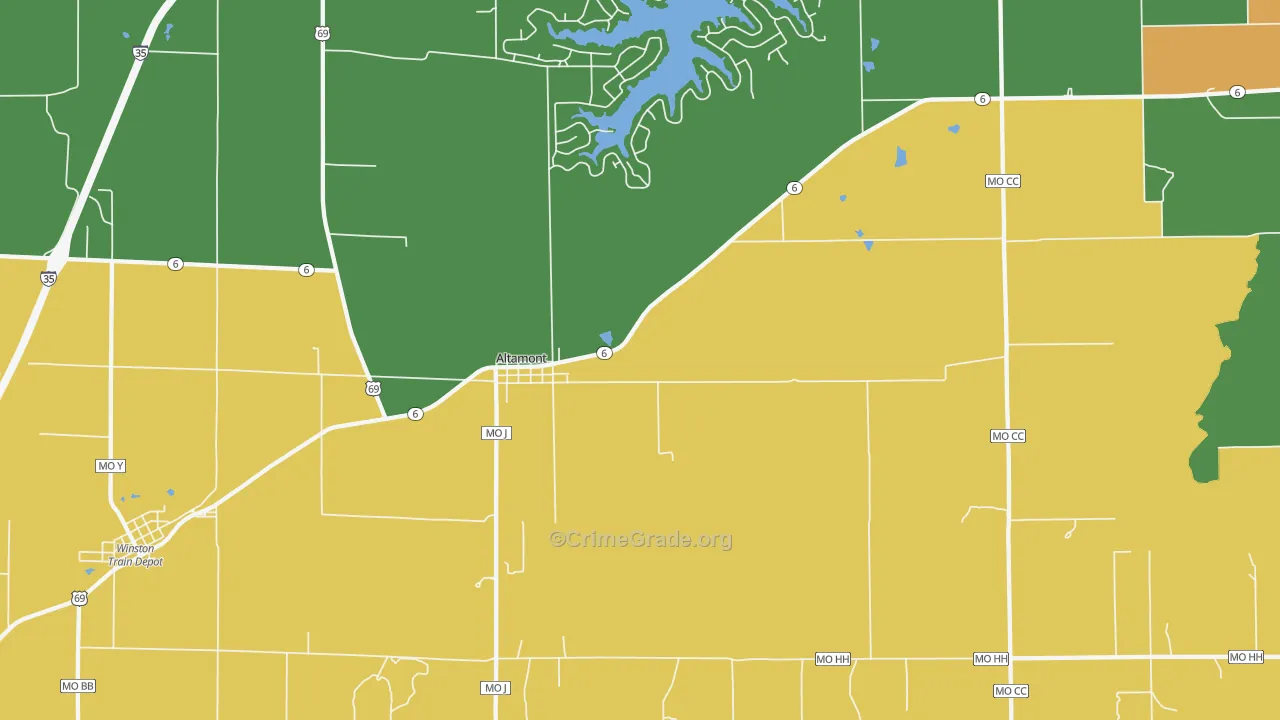 Altamont, MO Map of Vehicle Theft Rates