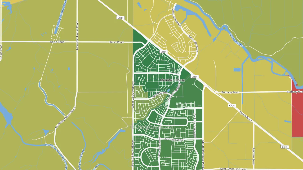 Altamont, Mountain House, CA Map of Vehicle Theft Rates