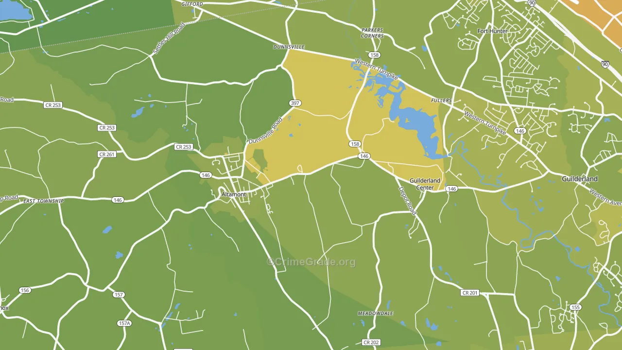 Altamont, NY Map of Vehicle Theft Rates