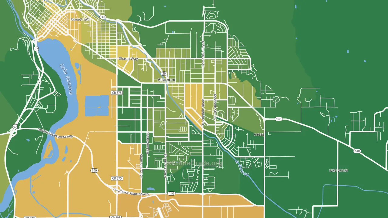 Altamont, OR Map of Vehicle Theft Rates
