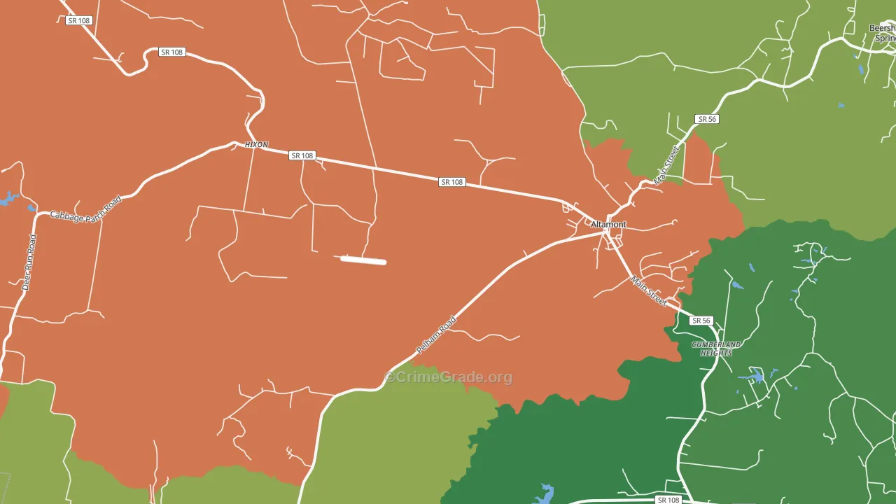 Altamont, TN Map of Vehicle Theft Rates