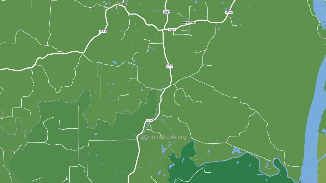 Altenburg, MO Map of Vehicle Theft Rates