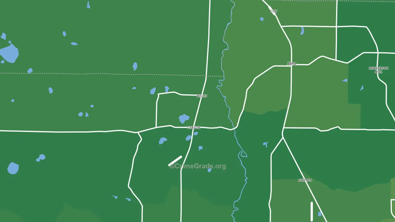 Altha, FL Map of Vehicle Theft Rates