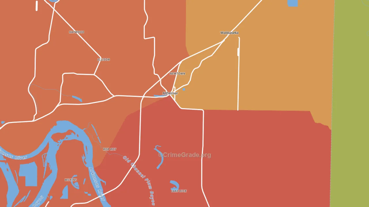 Altheimer, AR Map of Vehicle Theft Rates