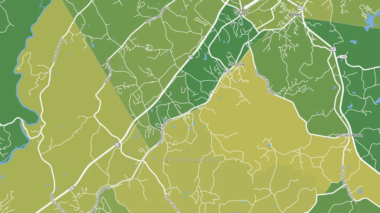 Alto, GA Map of Vehicle Theft Rates