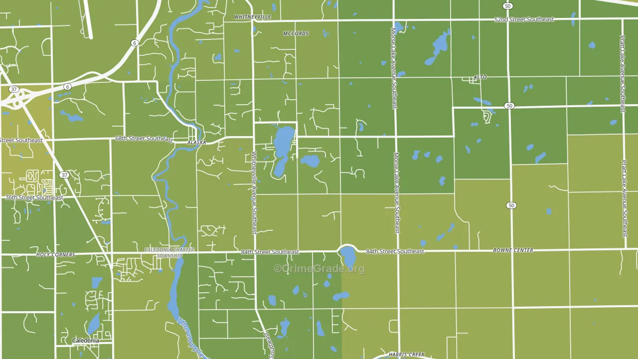 Alto, MI Map of Vehicle Theft Rates