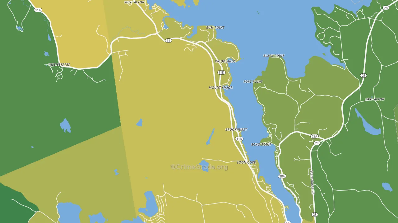 Alton Bay, NH Map of Vehicle Theft Rates