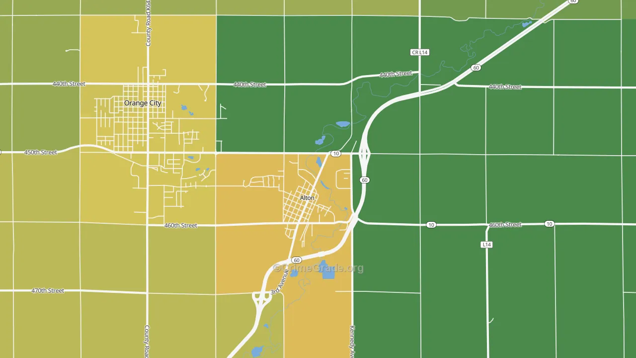 Alton, IA Map of Vehicle Theft Rates