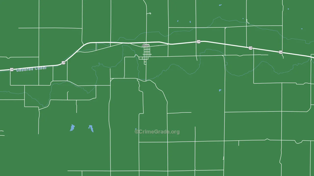 Alton, KS Map of Vehicle Theft Rates