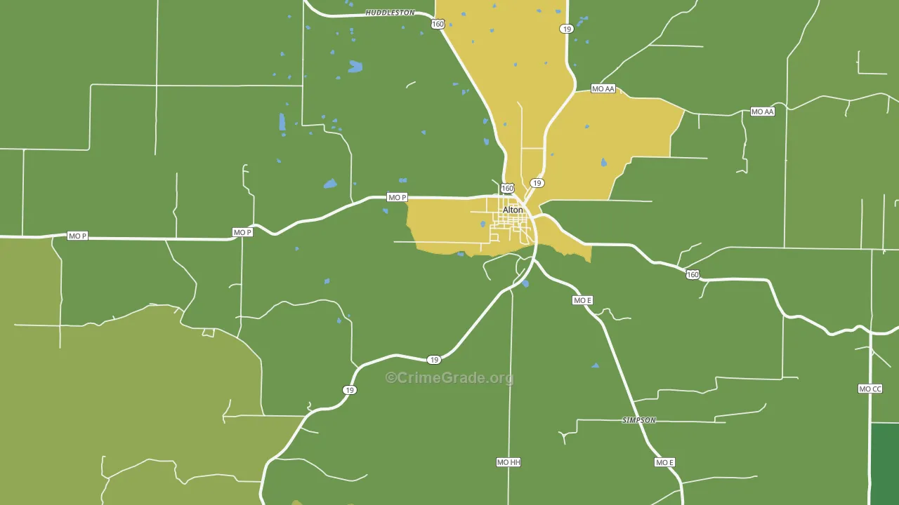 Alton, MO Map of Vehicle Theft Rates