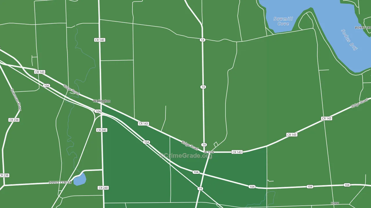 Alton, NY Map of Vehicle Theft Rates