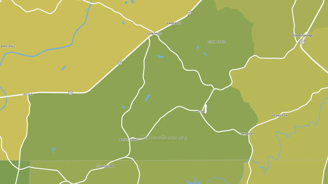 Alton, VA Map of Vehicle Theft Rates