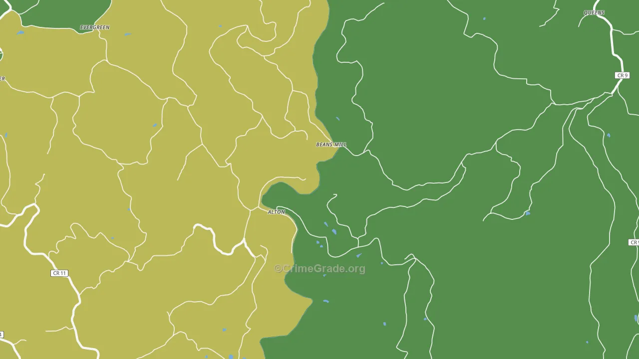 Alton, WV Map of Vehicle Theft Rates