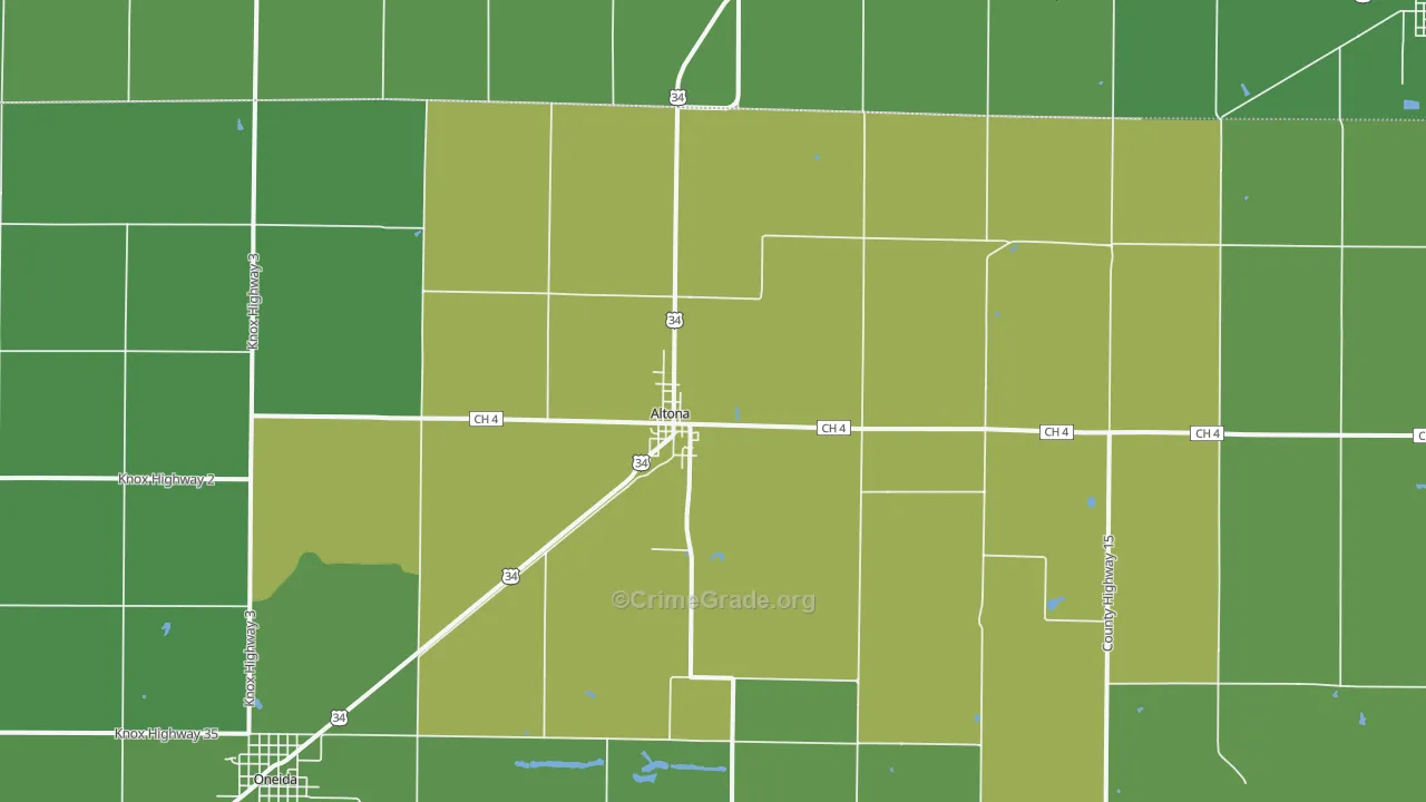 Altona, IL Map of Vehicle Theft Rates