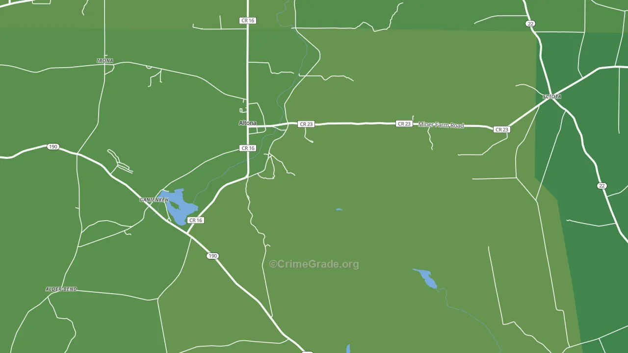Altona, NY Map of Vehicle Theft Rates