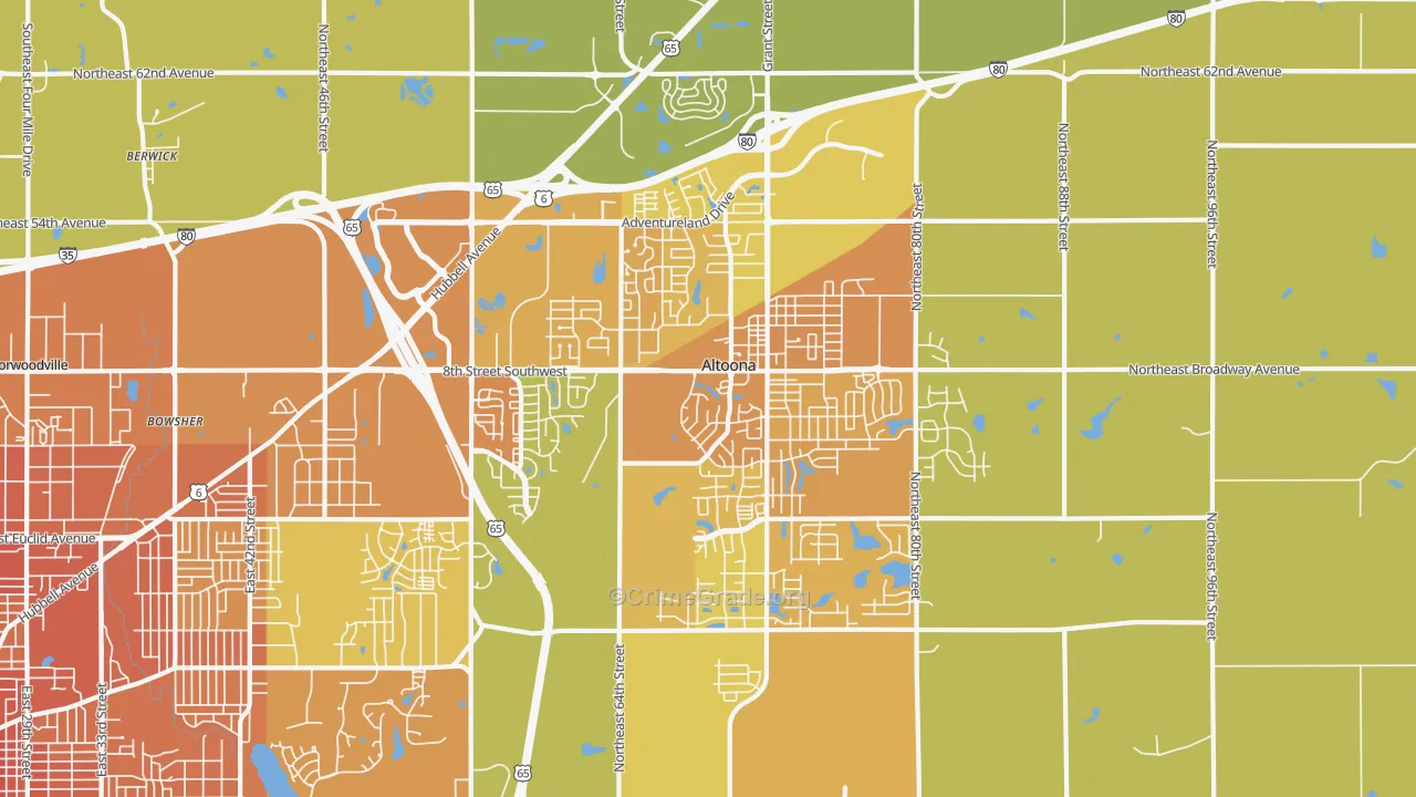 Altoona, IA Map of Vehicle Theft Rates