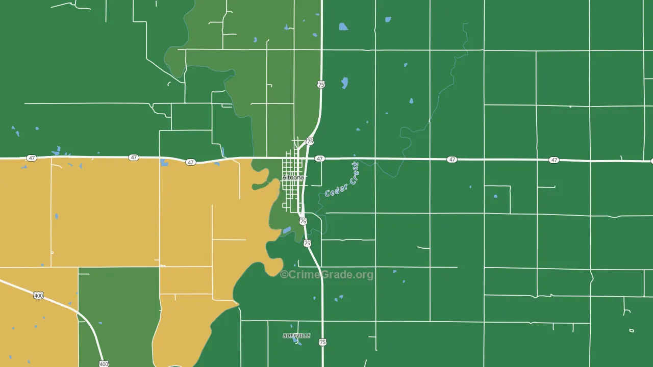 Altoona, KS Map of Vehicle Theft Rates
