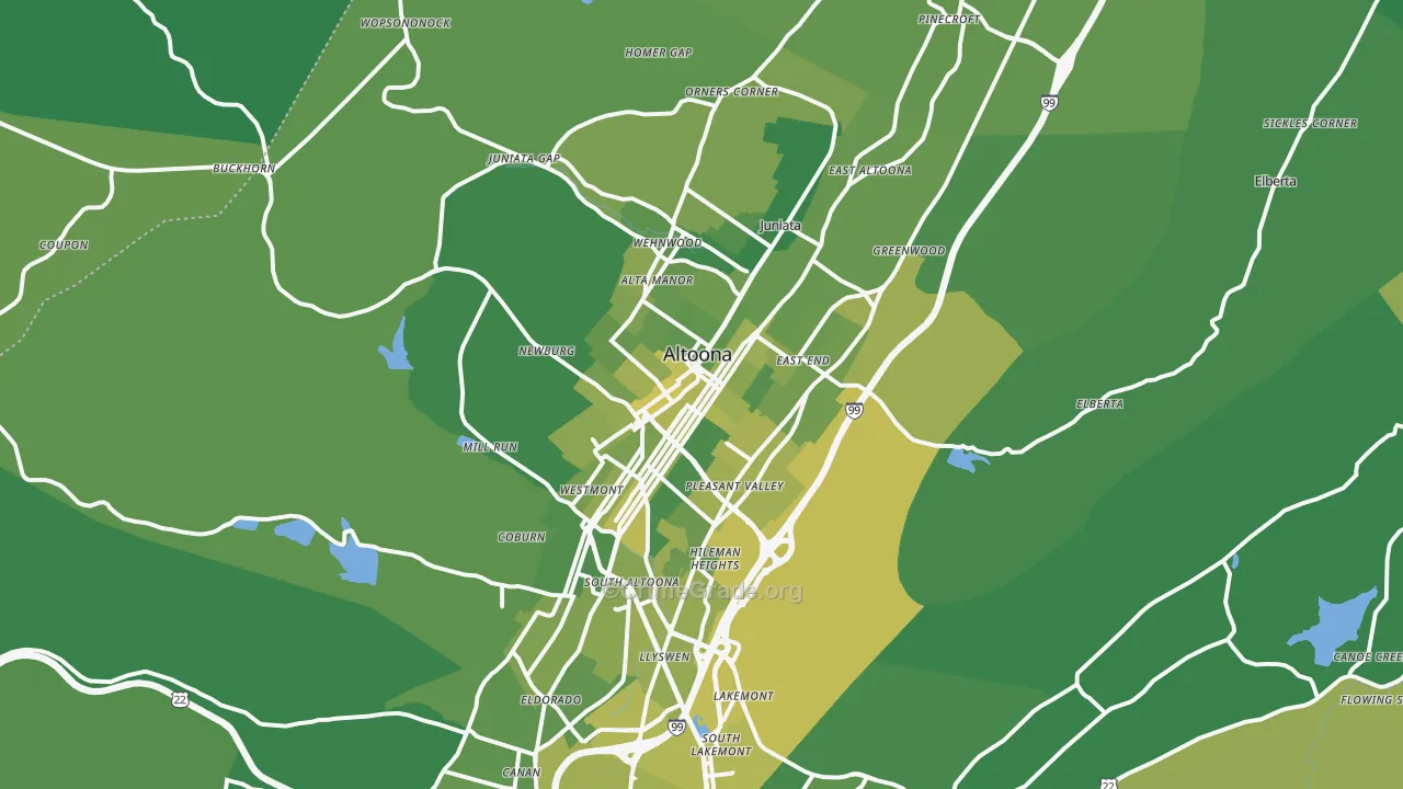 Altoona, PA Map of Vehicle Theft Rates