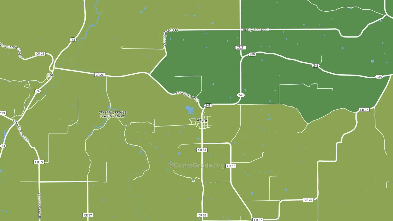 Altura, MN Map of Vehicle Theft Rates