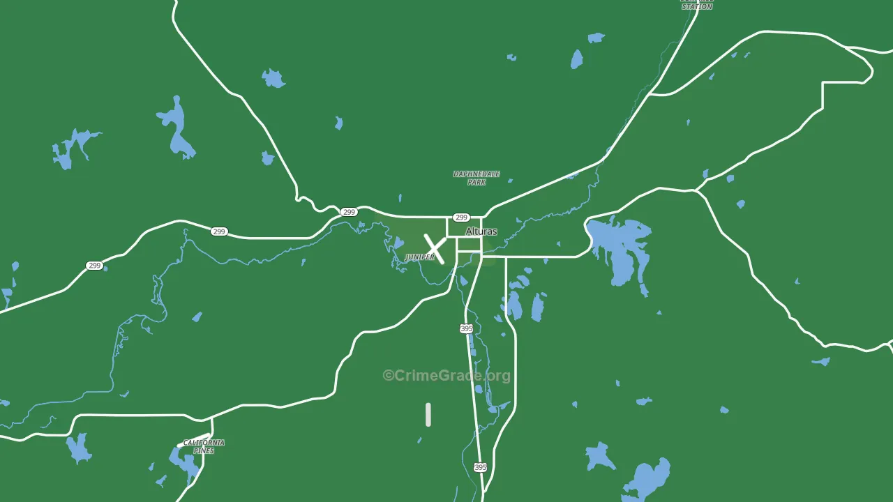 Alturas, CA Map of Vehicle Theft Rates