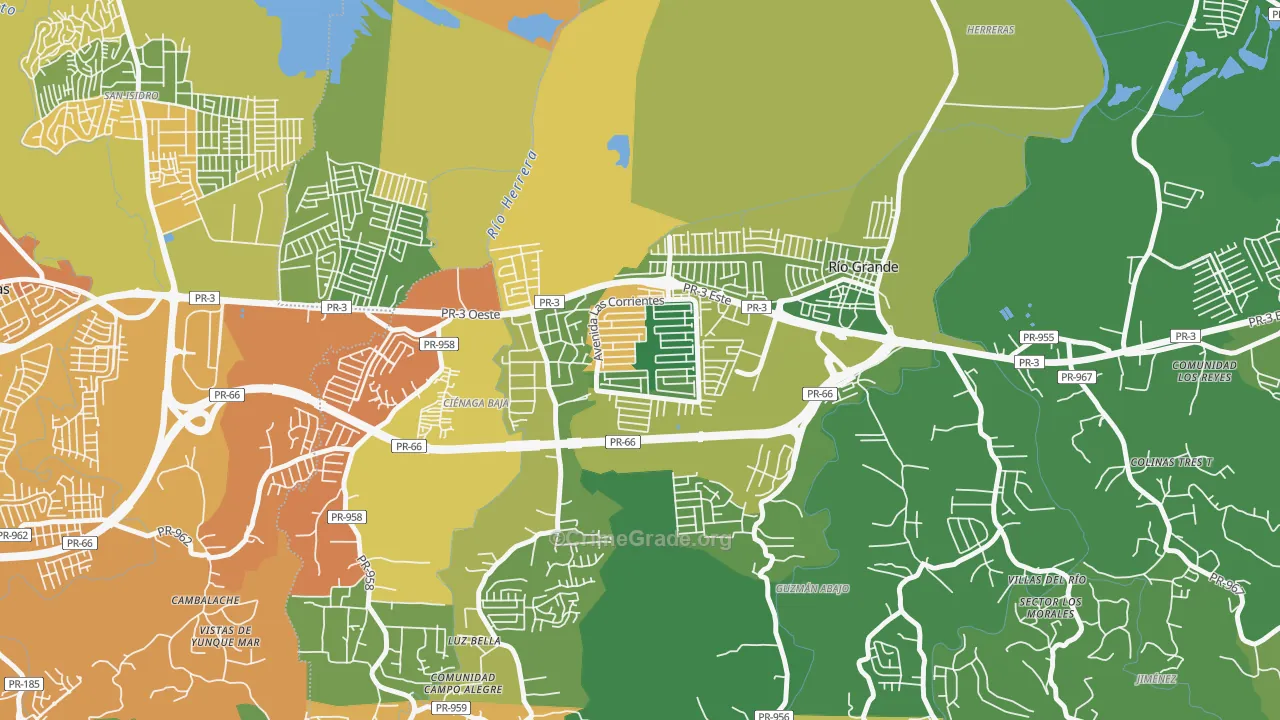 Alturas de Rio Grande, Rio Grande, PR Map of Vehicle Theft Rates