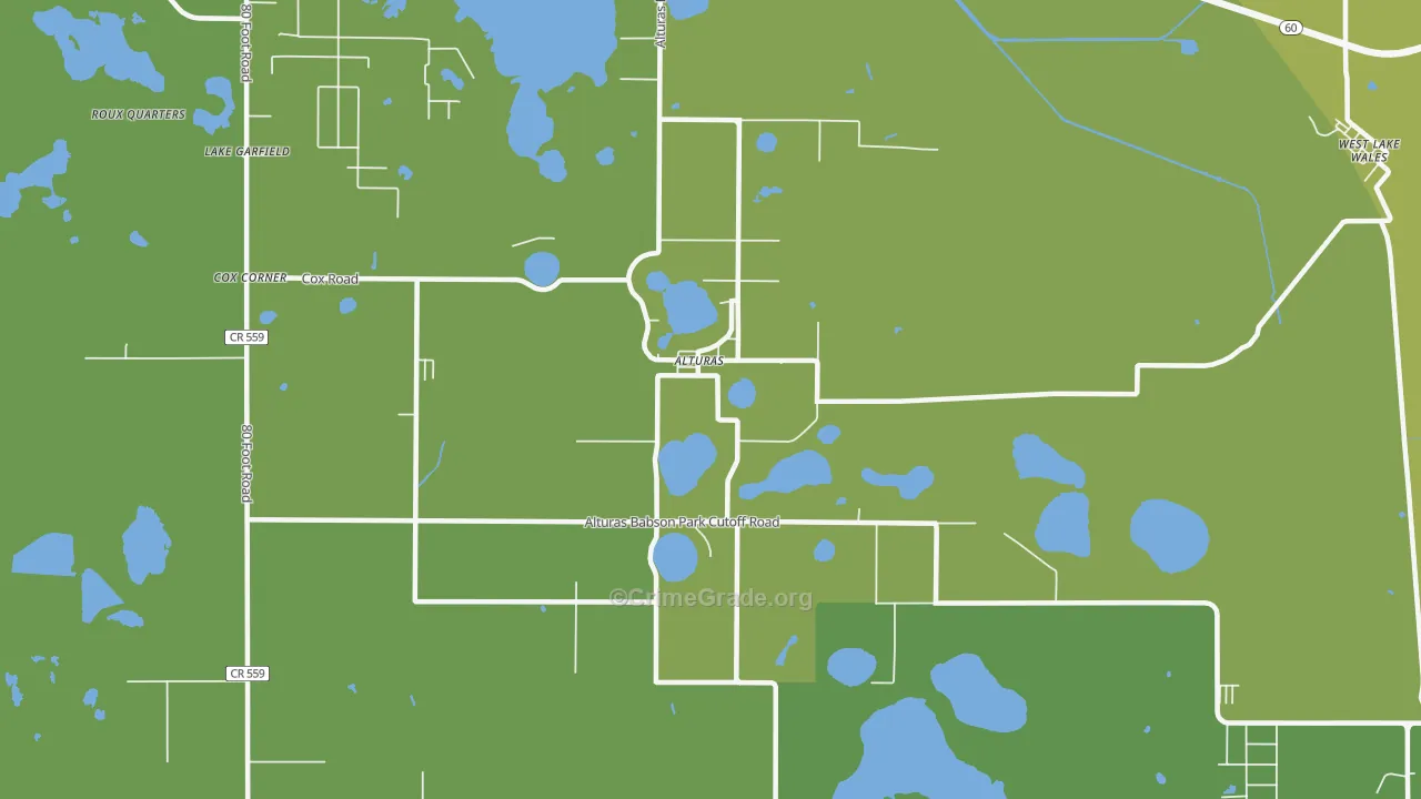 Alturas, FL Map of Vehicle Theft Rates
