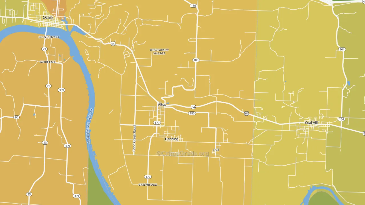 Altus, AR Map of Vehicle Theft Rates