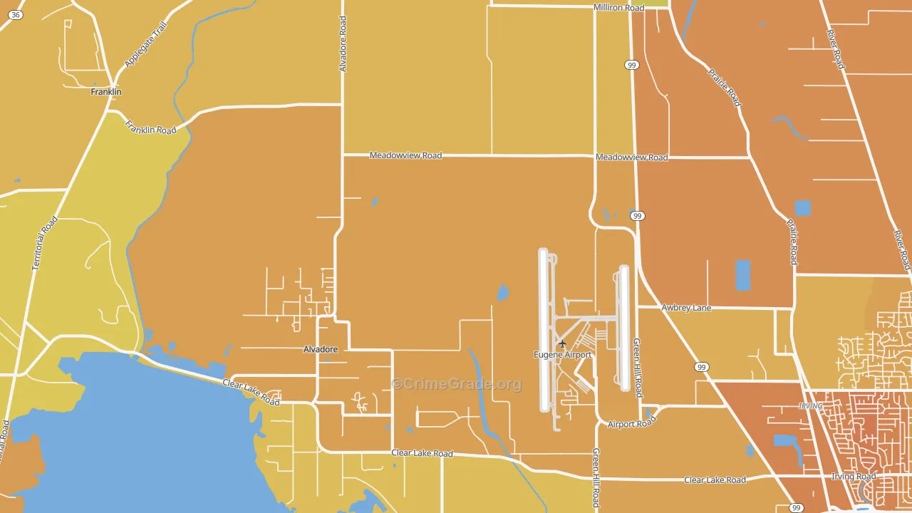 Alvadore, OR Map of Vehicle Theft Rates
