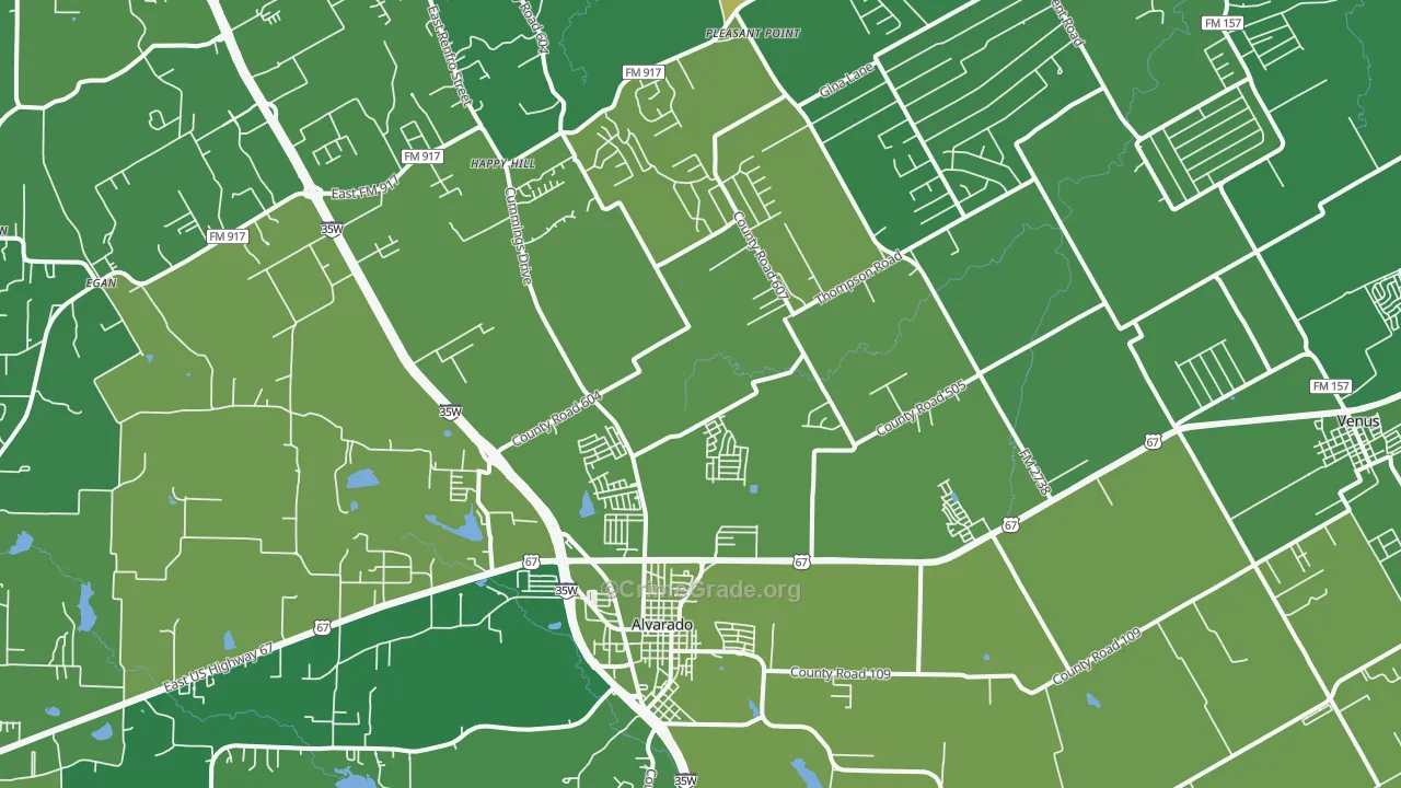 Alvarado, TX Map of Vehicle Theft Rates
