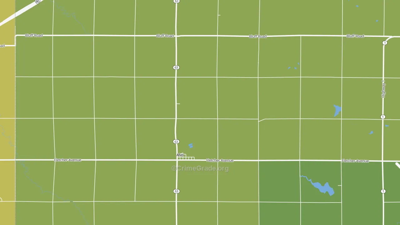 Alvo, NE Map of Vehicle Theft Rates