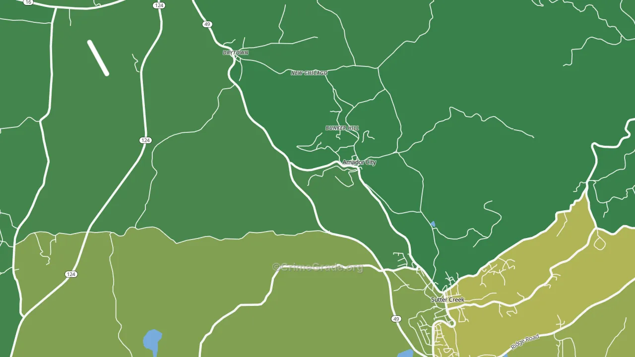 Amador City, CA Map of Vehicle Theft Rates