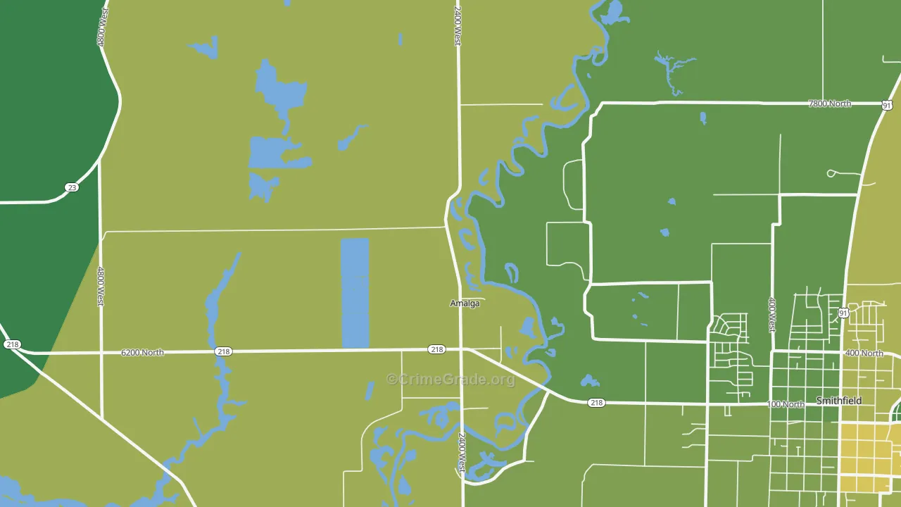 Amalga, UT Map of Vehicle Theft Rates