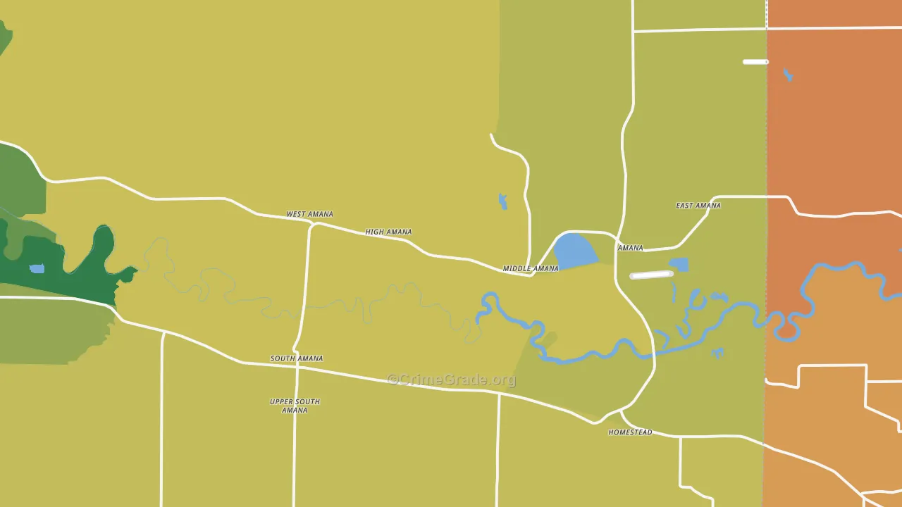 Amana, IA Map of Vehicle Theft Rates