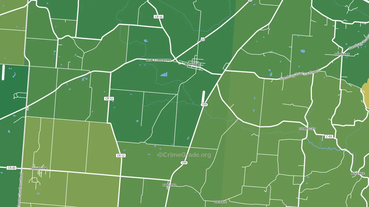 Amanda, OH Map of Vehicle Theft Rates