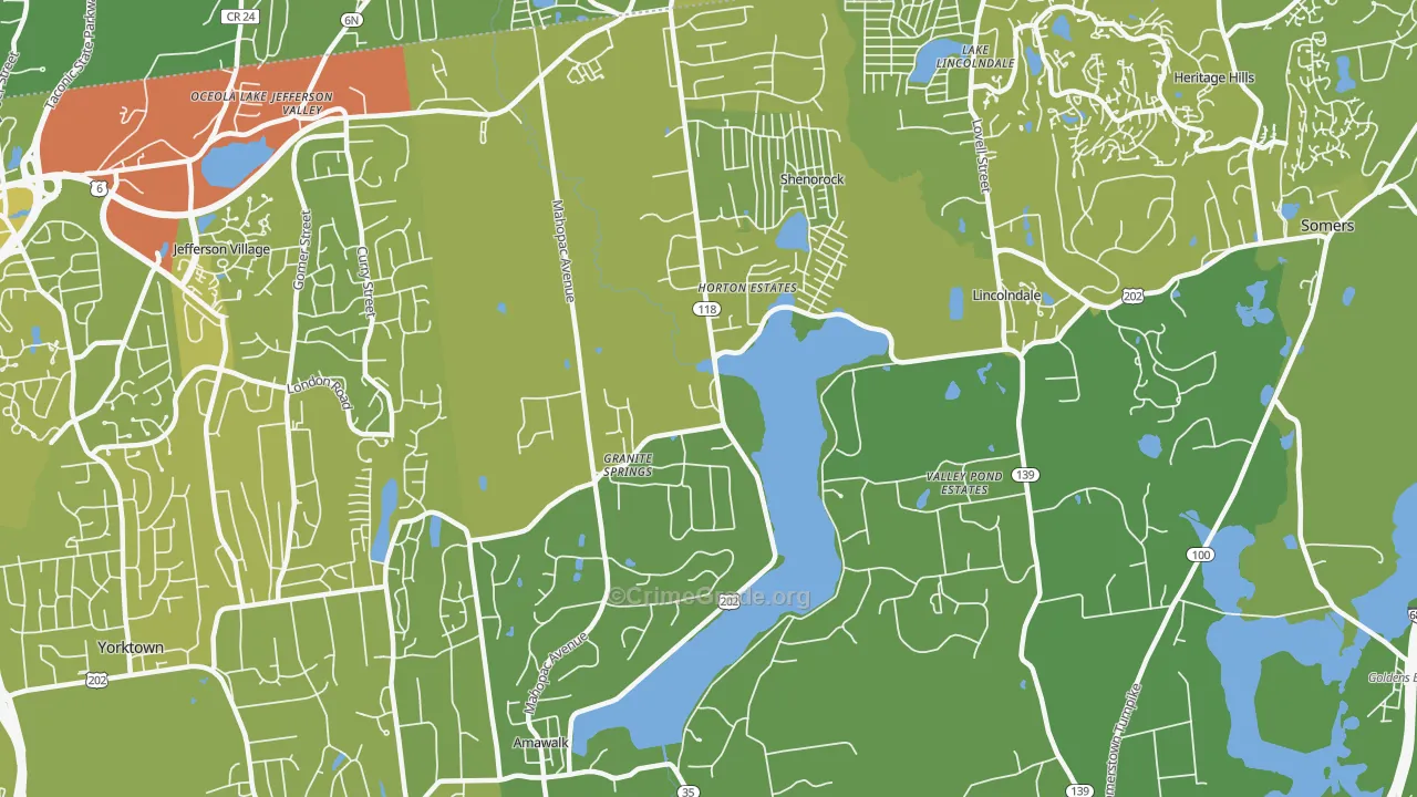 Amawalk, NY Map of Vehicle Theft Rates
