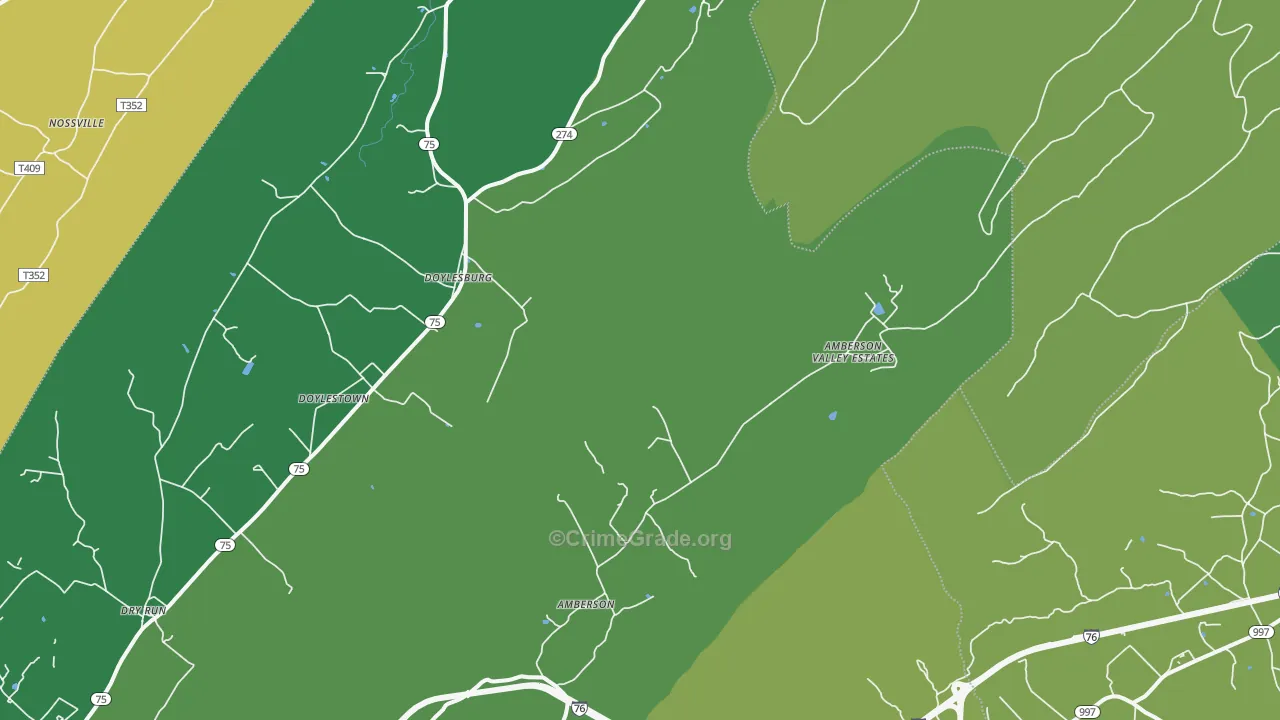 Amberson, PA Map of Vehicle Theft Rates