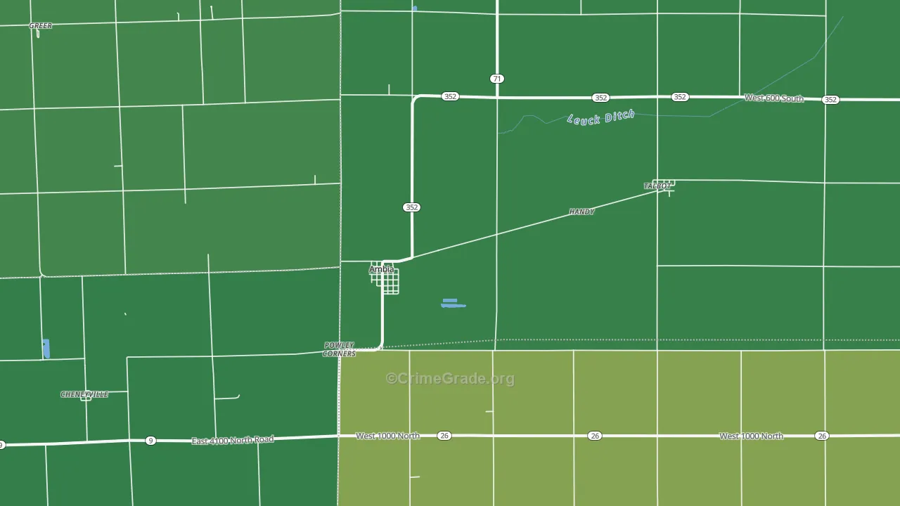 Ambia, IN Map of Vehicle Theft Rates