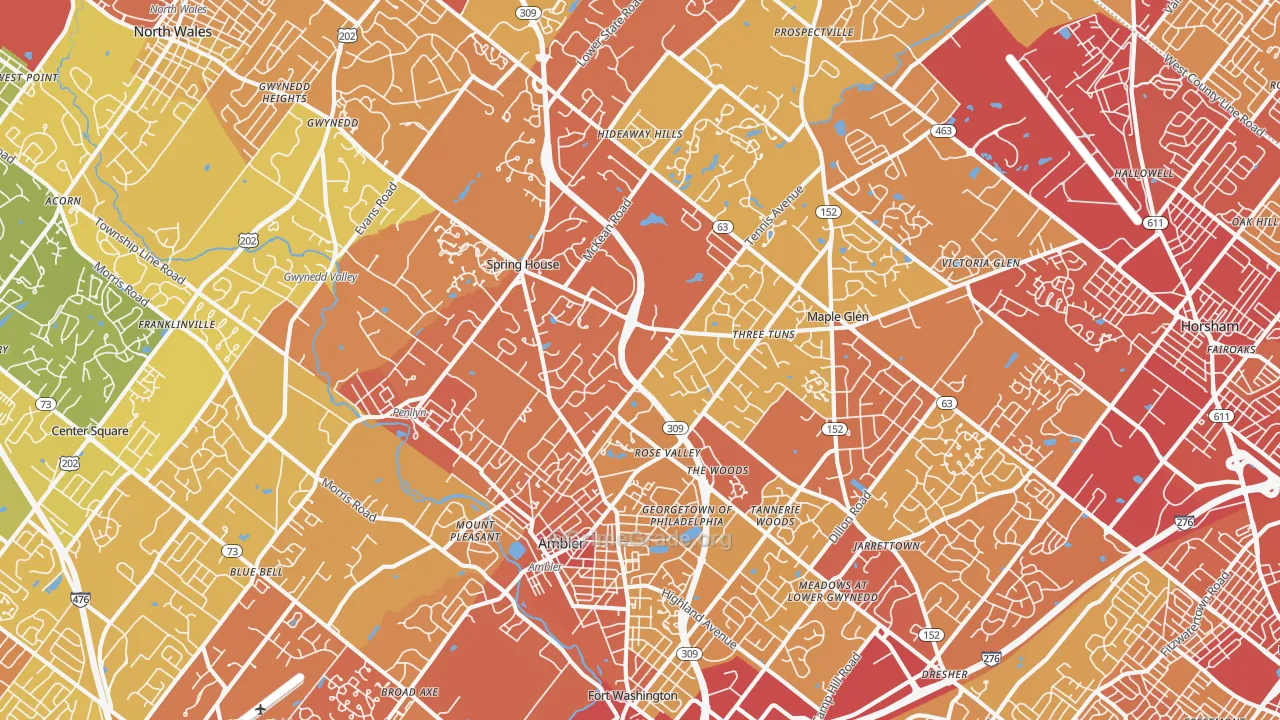 Ambler, PA Map of Vehicle Theft Rates