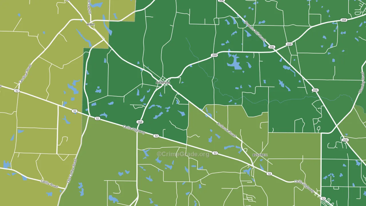 Ambrose, GA Map of Vehicle Theft Rates