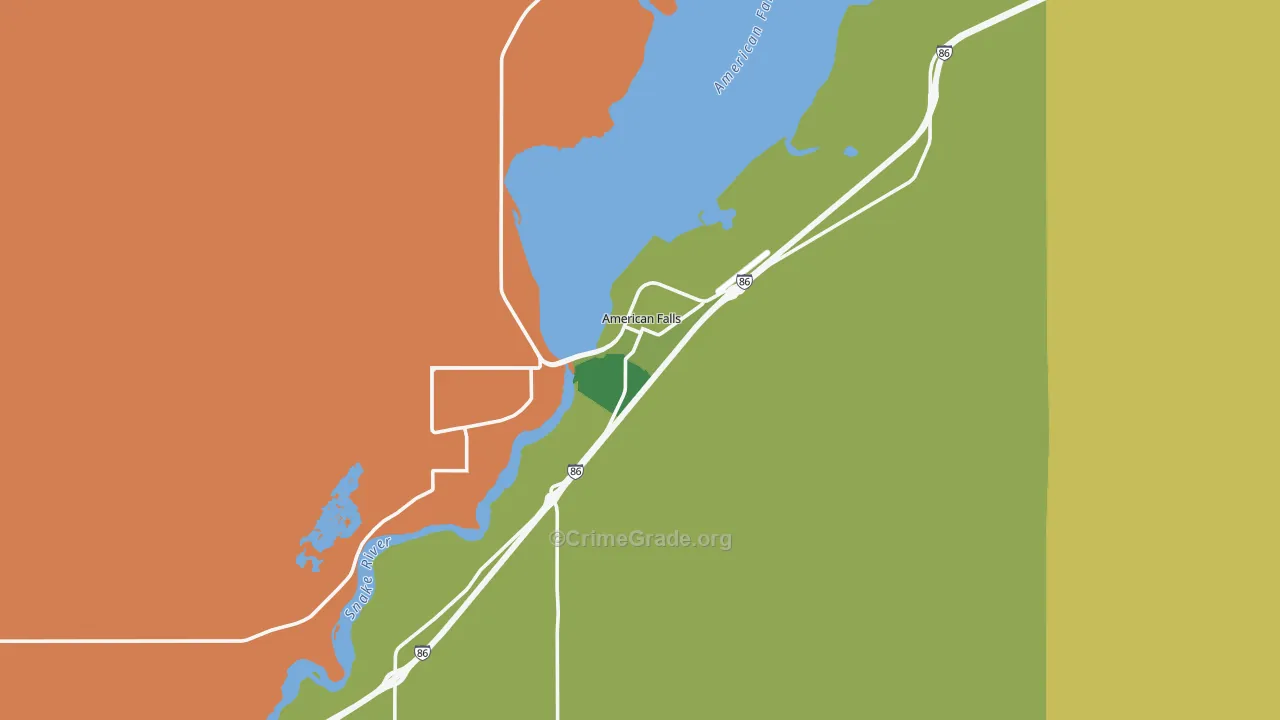American Falls, ID Map of Vehicle Theft Rates