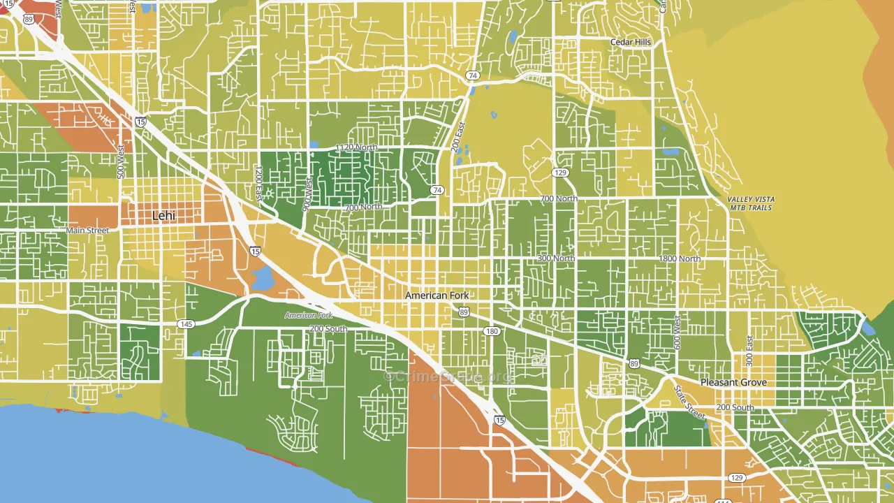 American Fork, UT Map of Vehicle Theft Rates