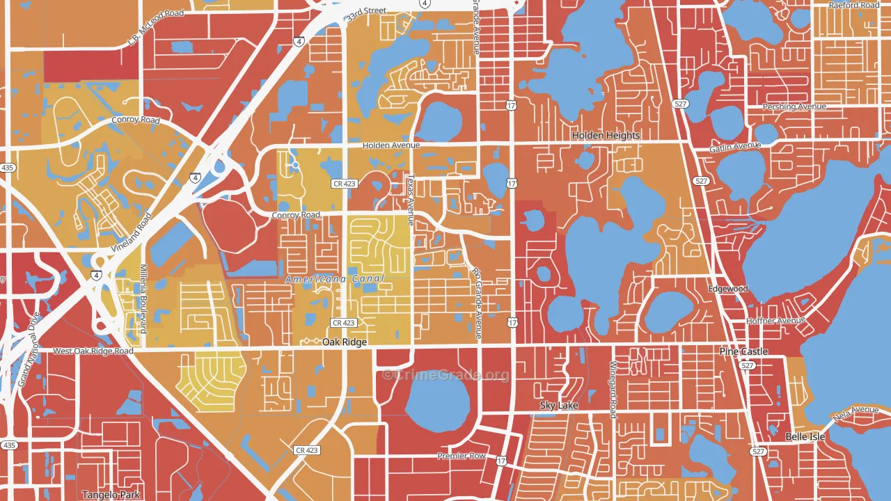 Americana, Oak Ridge, FL Map of Vehicle Theft Rates