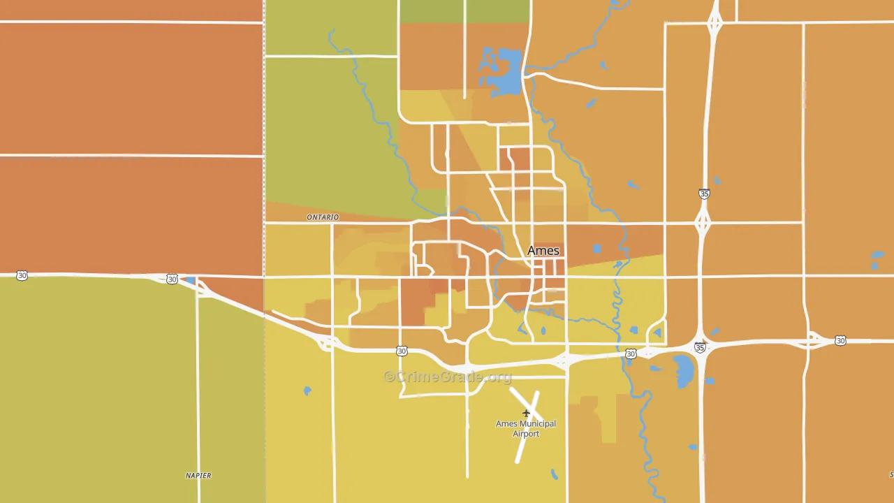 Ames, IA Map of Vehicle Theft Rates