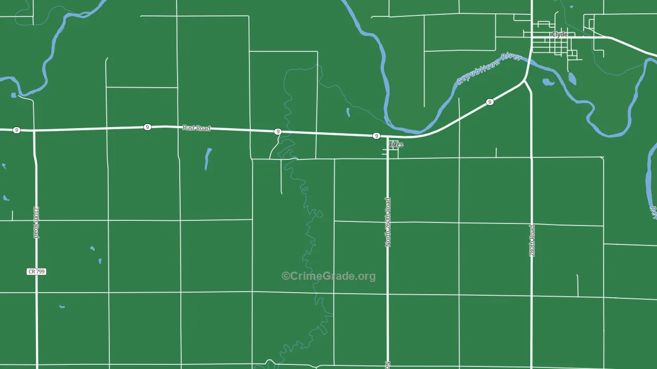 Ames, KS Map of Vehicle Theft Rates