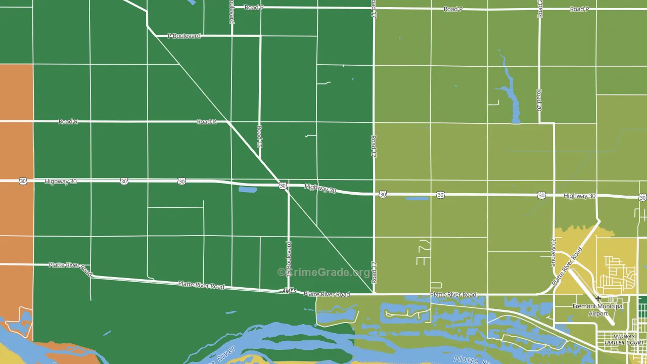 Ames, NE Map of Vehicle Theft Rates