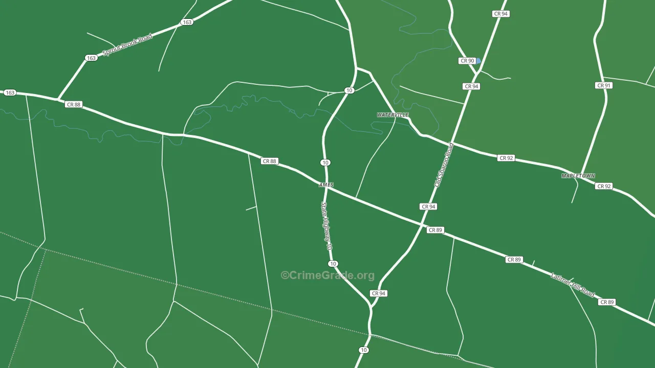 Ames, NY Map of Vehicle Theft Rates