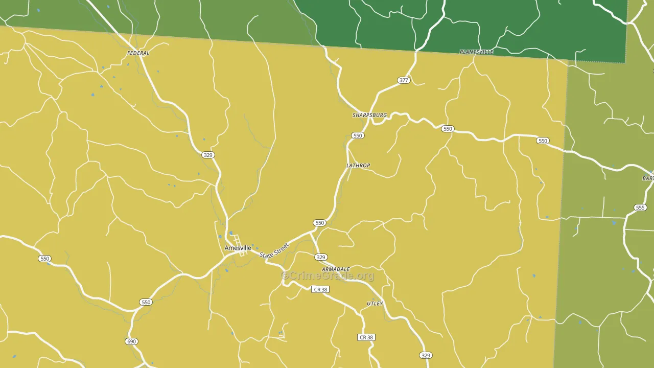 Amesville, OH Map of Vehicle Theft Rates